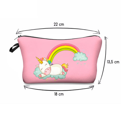 Pochette féerique rose avec licorne et arc-en-ciel - dimensions de la trousse cosmétique
